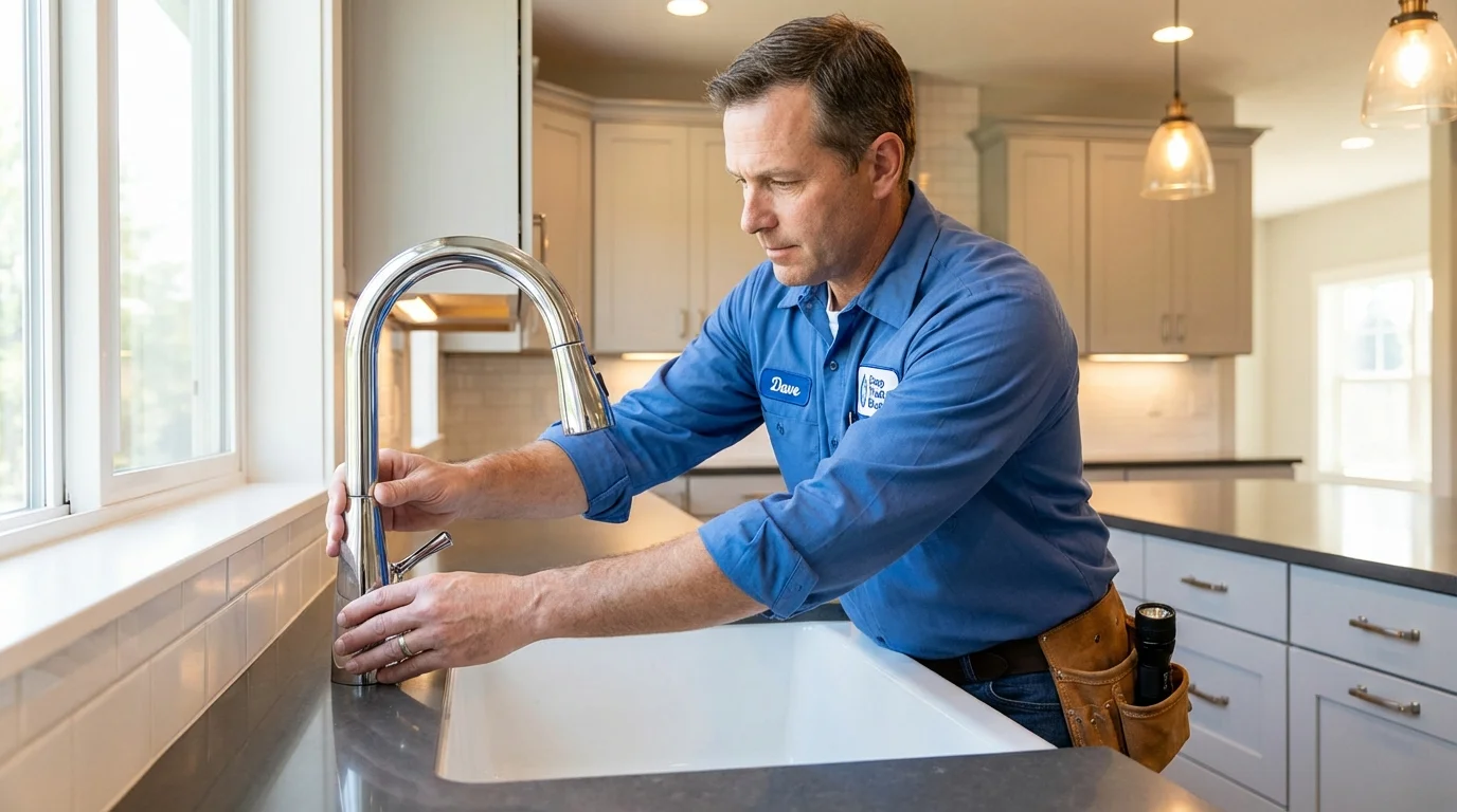 Kitchen faucet installation by Johns Plumbing LLC in Tawas City