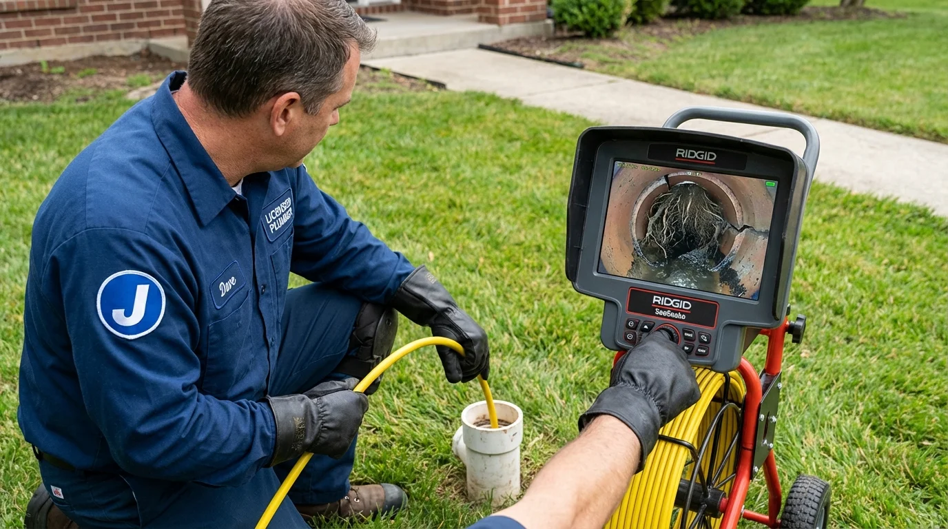 Sewer camera inspection being performed by Johns Plumbing LLC in Tawas City